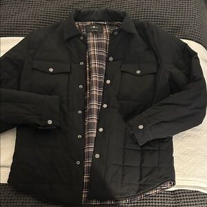 7 For All Mankind Black Quilted Shirt Jacket